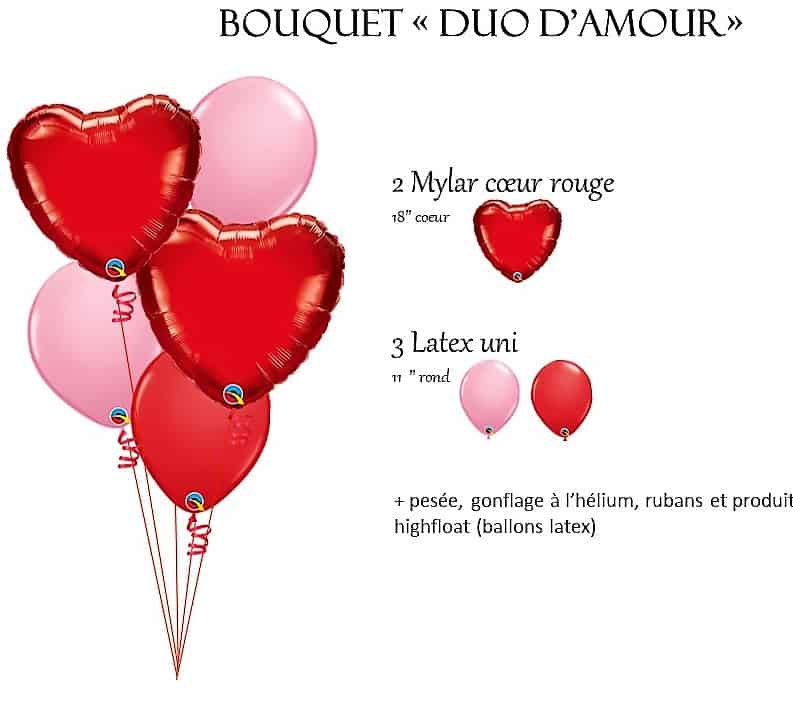 Bouquet ballons Duo Amour- Fleuriste Maya