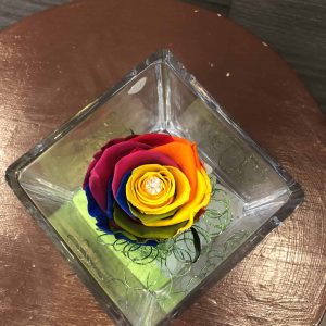 rose multicolor vase carré